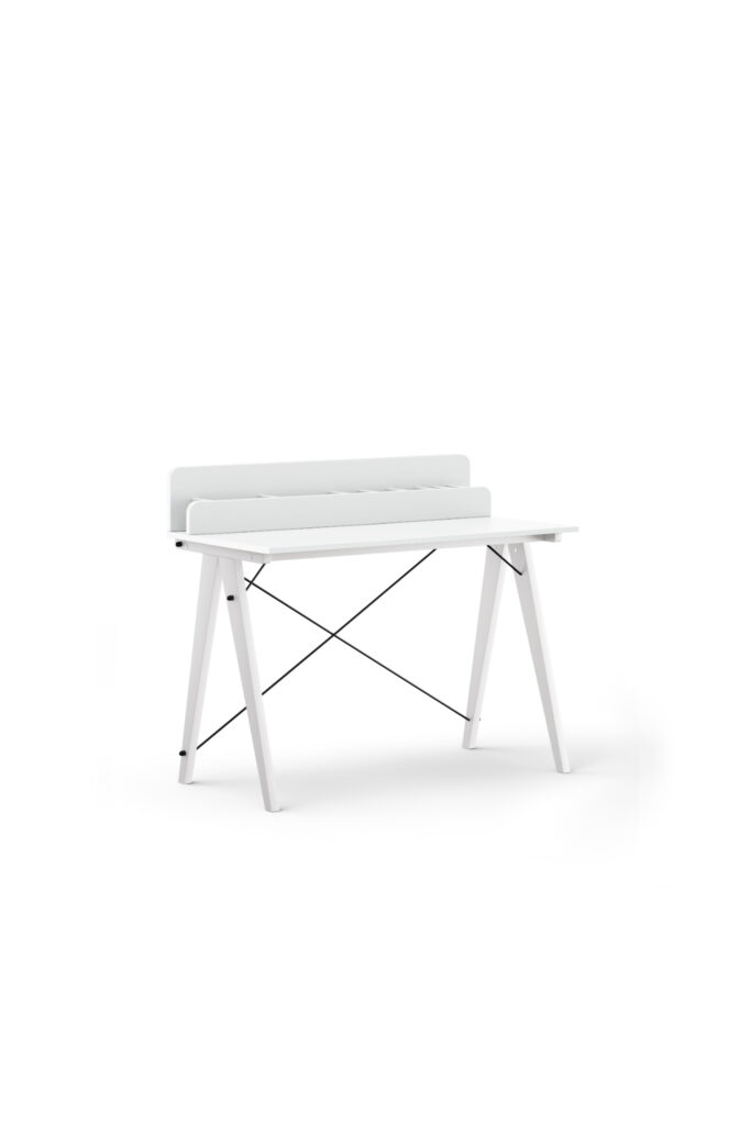Białe biurko SLIM+ VERTICAL z pionową nadstawką