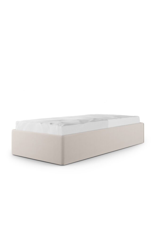 Tapicerowane łóżko z dużym pojemnikiem SOFA BOX TEXTI