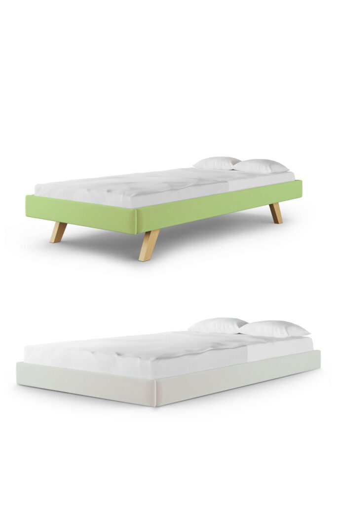 Minimalistyczne tapicerowane łóżko na nóżkach SOFA LEGS TEXTI