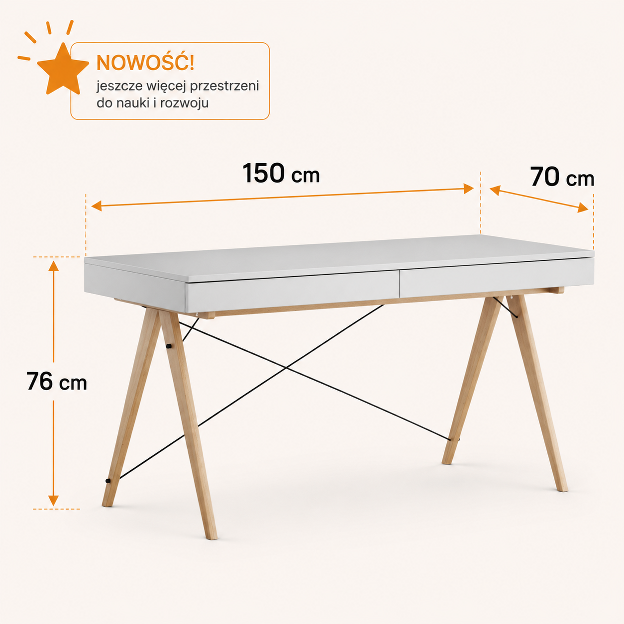 Biurko XXL 150x70 – największy rozmiar dla wymagających