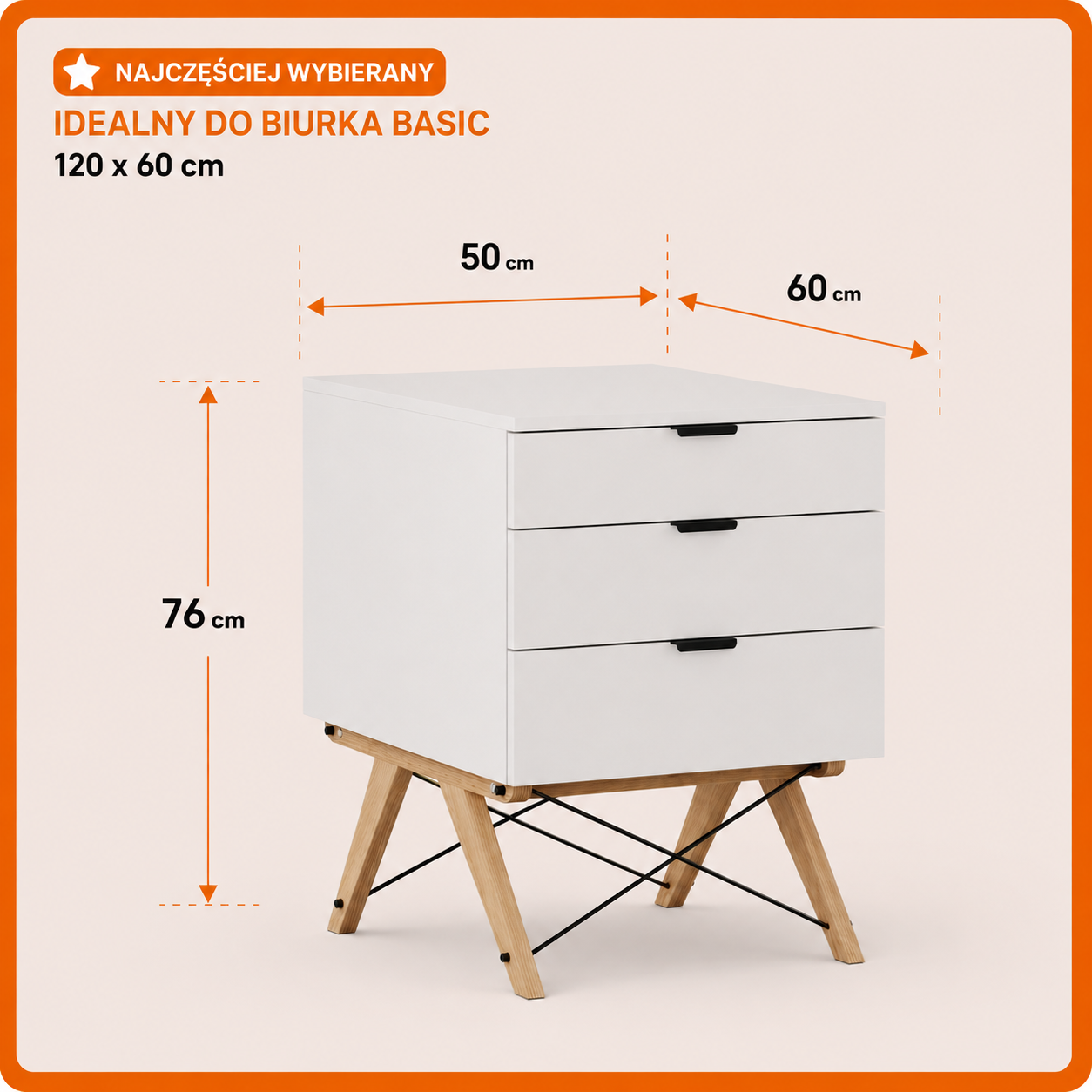 Kontener do biurka z 3 szufladami BASIC