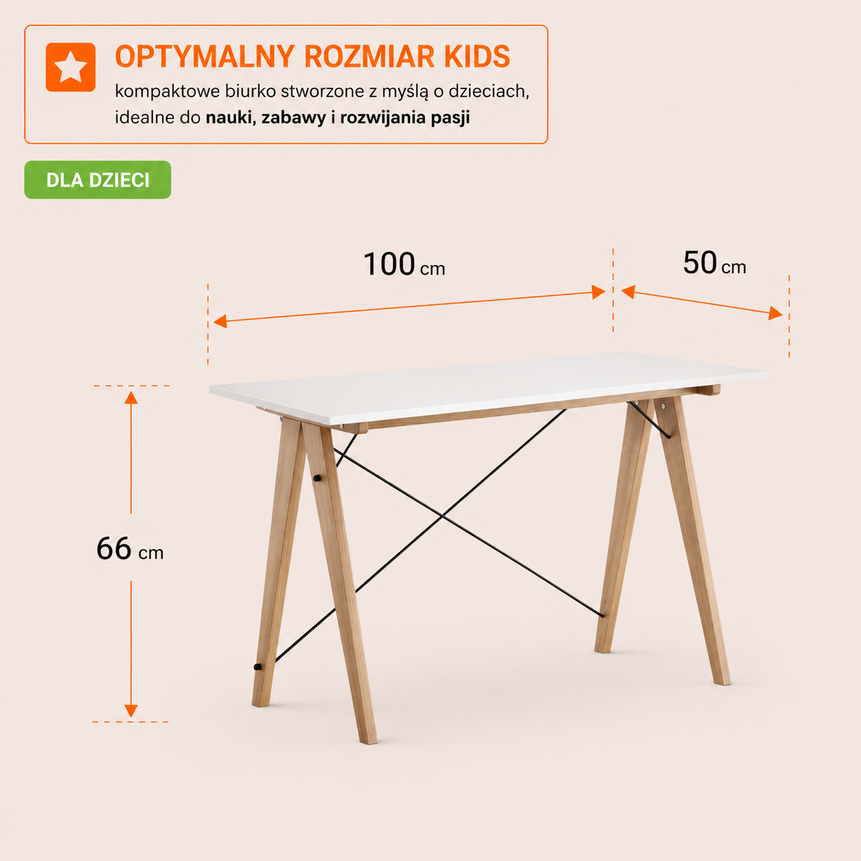 Białe biurko KIDS SLIM
