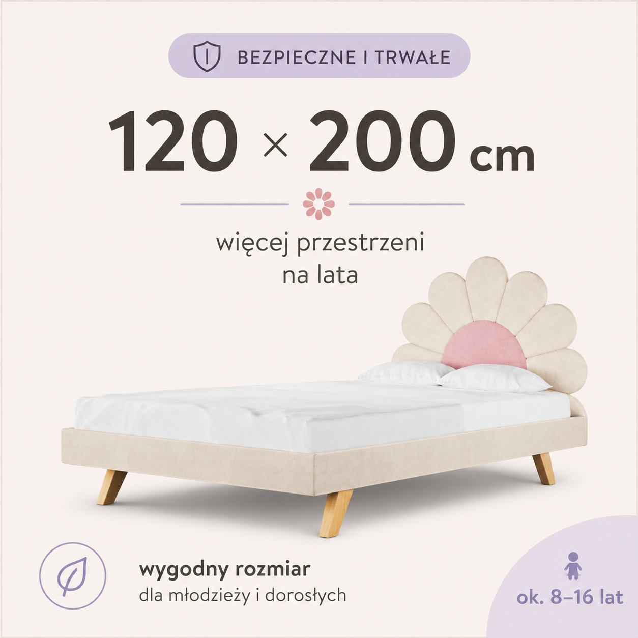 Łóżko do materaca 120 x 200 cm – więcej przestrzeni na lata