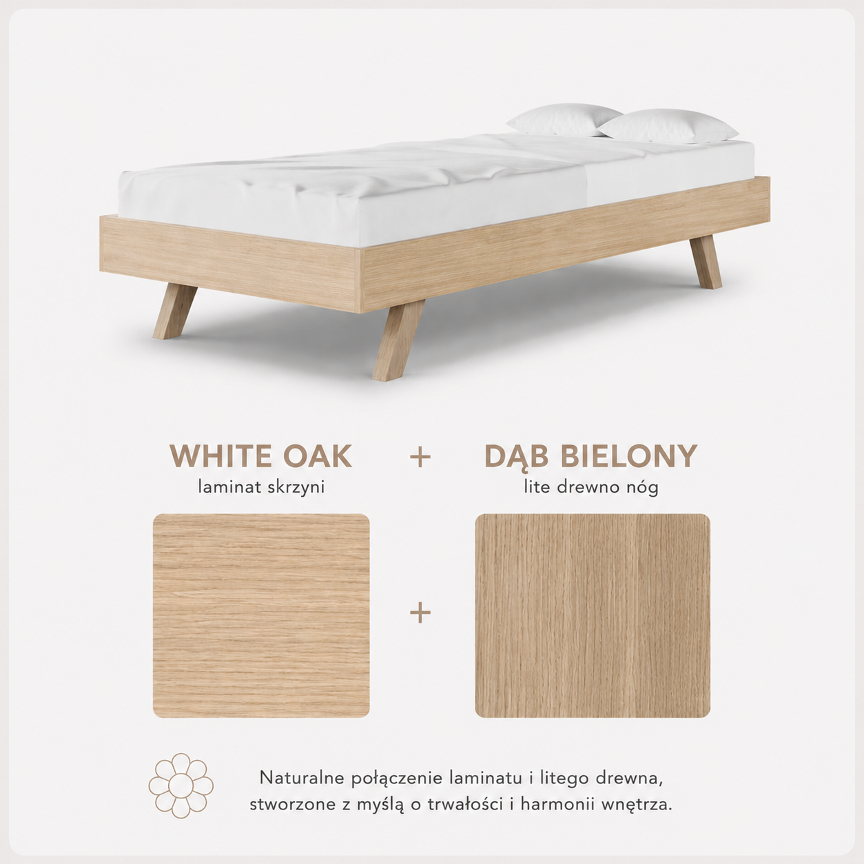 Rama White Oak, nóżki lity, lekko bielony dąb