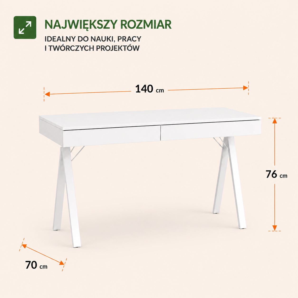140 x 70 cm – ultra komfortowa przestrzeń do nauki i pracy