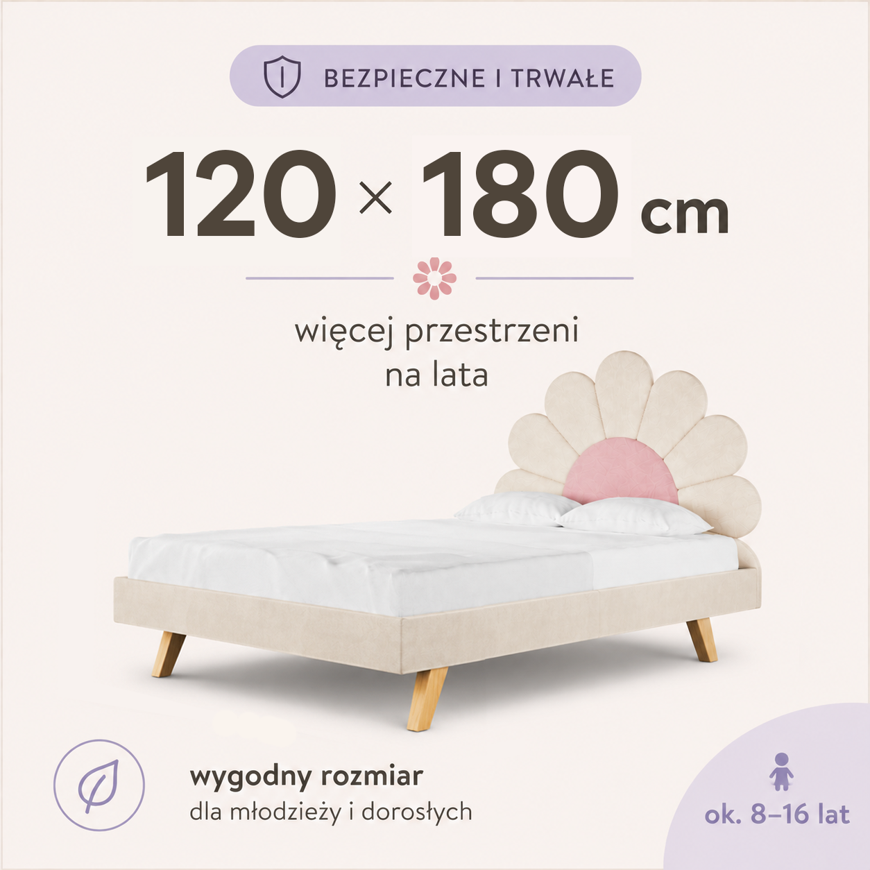 Łóżko do materaca 120 x 180 cm – więcej przestrzeni na lata